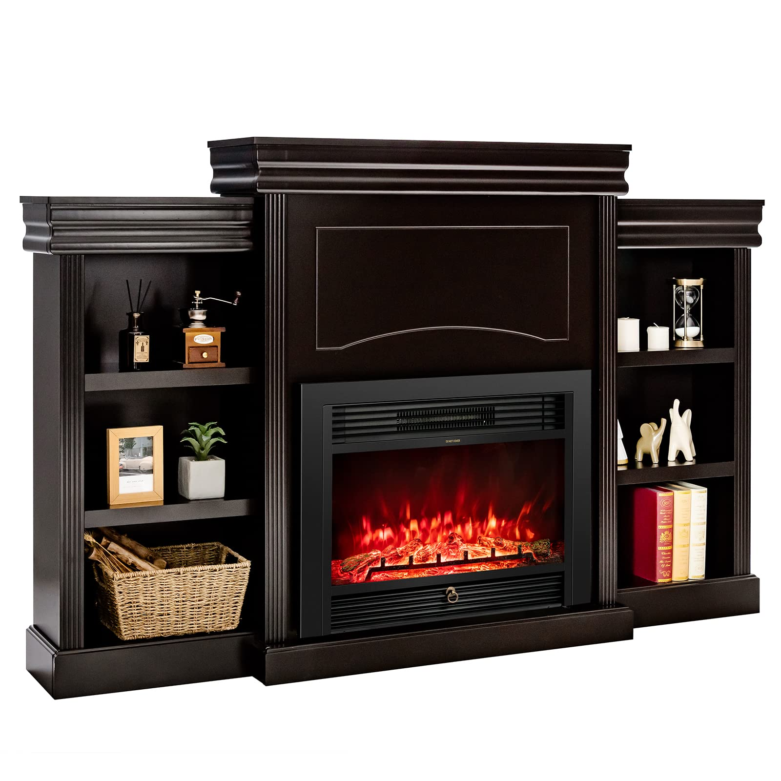 70 Inches Mantel Fireplace, 28.5-Inch Electric Fireplace - Tangkula
